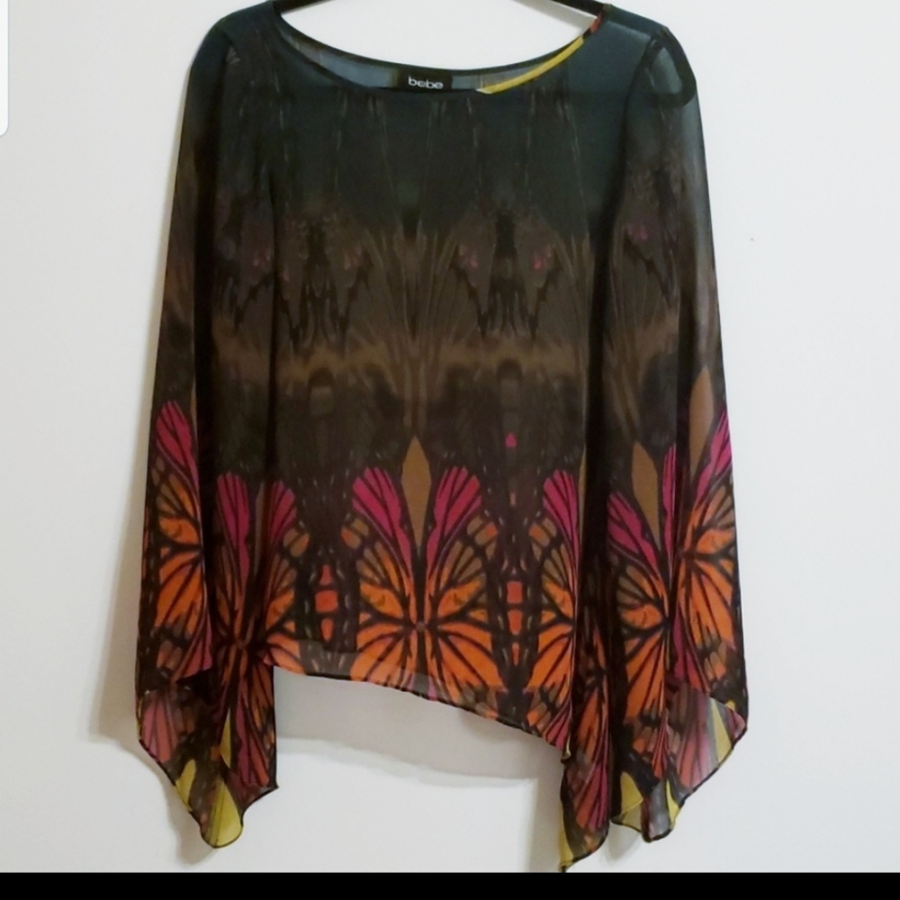 Bebe Sheer Multi Color Top...S